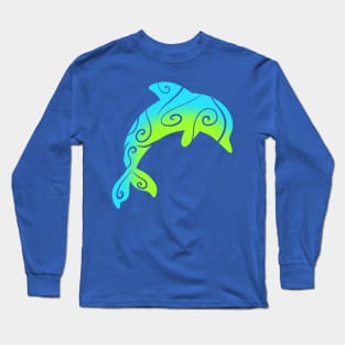 Blue And Green Dolphin Long Sleeve T-Shirt